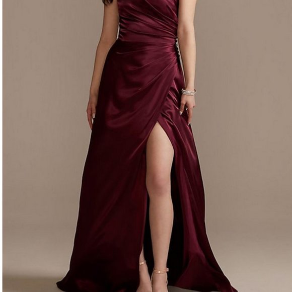 charmeuse draped one shoulder bridesmaid dress Charmeuse Draped One-Shoulder Bridesmaid Dress
